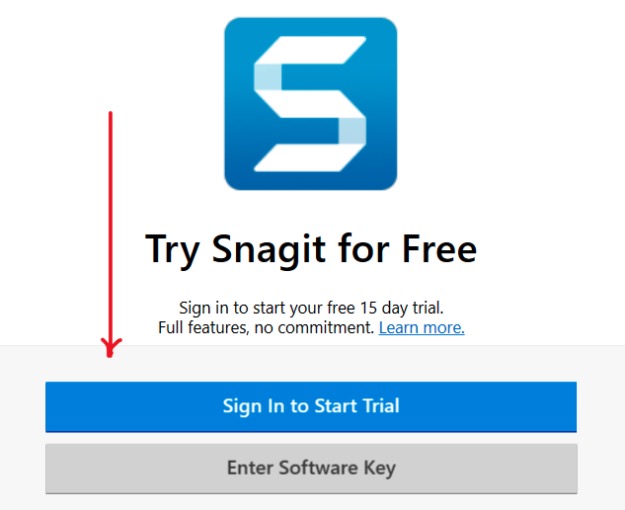 Snagit sign in page screenshot