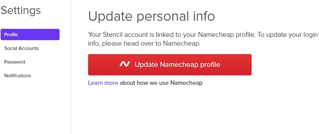 Captura de tela da atualização do perfil do estêncil