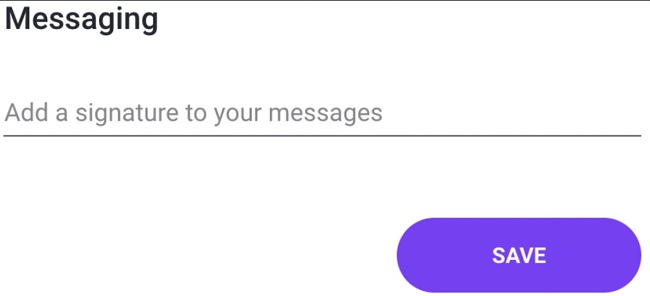 TextNow add signature screenshot