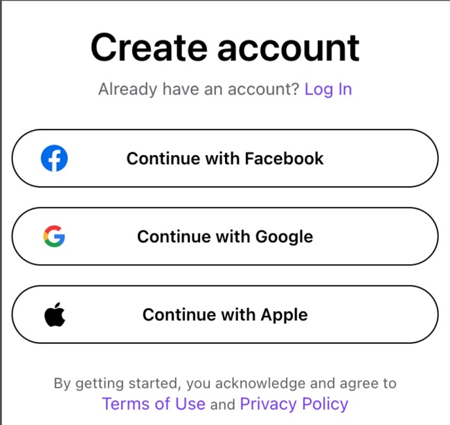 TextNow create account page screenshot