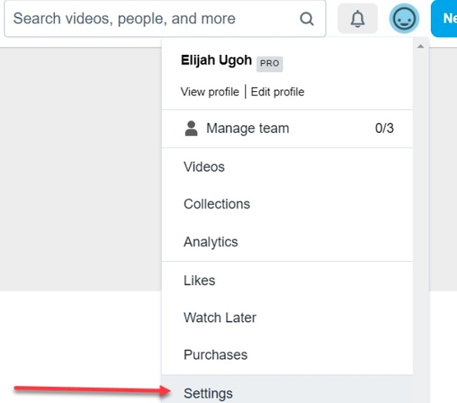 Vimeo profile settings screenshot