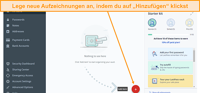 Screenshot der neuen Vault-Oberfläche von LastPass.