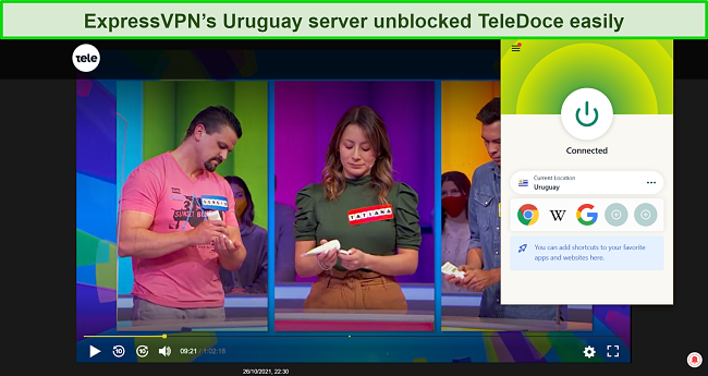 Screenshot of ExpressVPN streaming a game show on TeleDoce