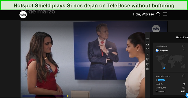 Screenshot of Hotspot Shield streaming Si nos dejan on TeleDoce