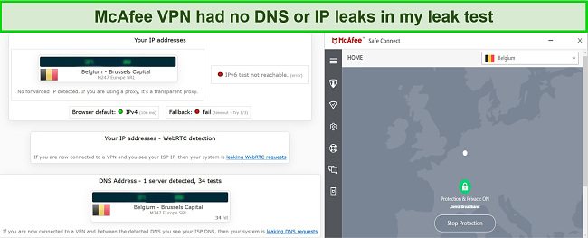 I tested McAfee VPN for leaks - none detected