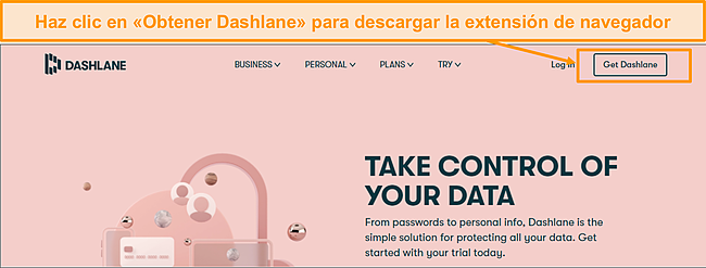 Captura de pantalla del enlace de descarga de Dashlane.