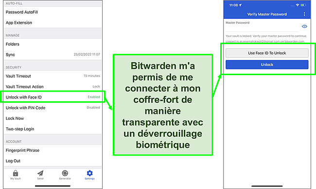 Capture d'écran du déverrouillage de Face ID sur iPhone.