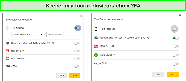 Capture d'écran de Keeper Password Manager 2FA.