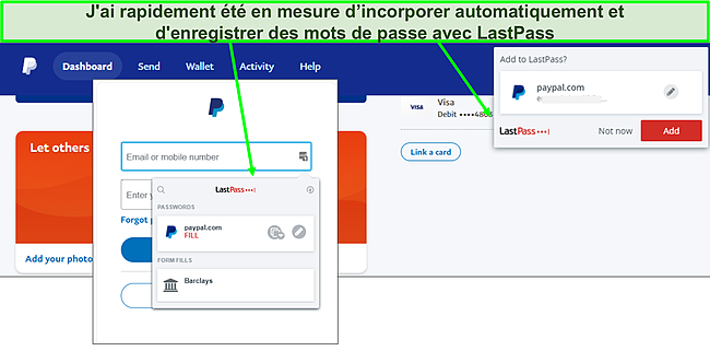 Capture d'écran de la fonction de remplissage automatique de LastPass.