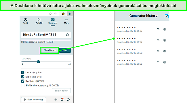 Képernyőkép a jelszavak generálásáról a Dashlane segítségével.