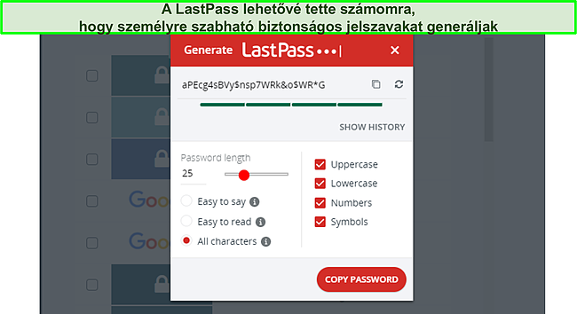 Képernyőkép a LastPass trezorról.