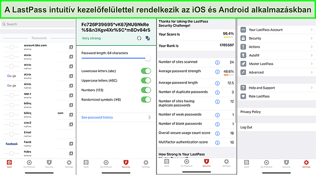 Képernyőkép a LastPass iOS alkalmazás felületéről.