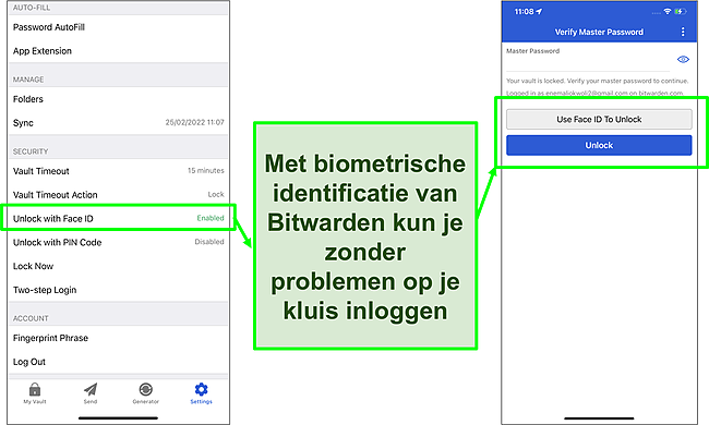 Screenshot van Face ID-ontgrendeling op iPhone.