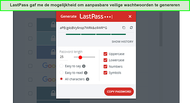 Screenshot van LastPass-wachtwoordgenerator.