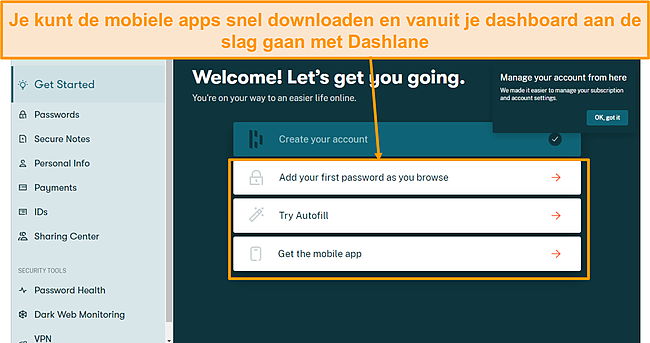 Screenshot van de introductiepagina van Dashlane.