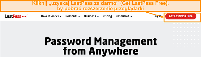 Zrzut ekranu linku do pobrania LastPass.