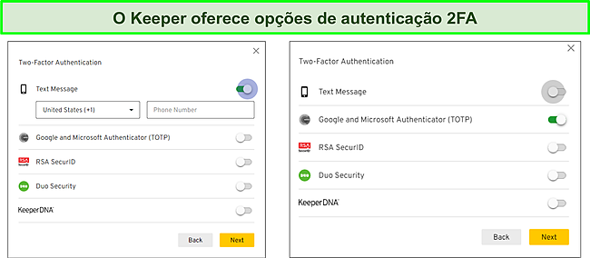 Captura de tela do Keeper Password Manager 2FA.
