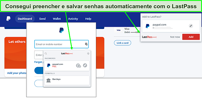 Captura de tela do recurso de preenchimento automático do LastPass.