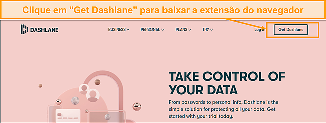 Captura de tela do link de download do Dashlane.