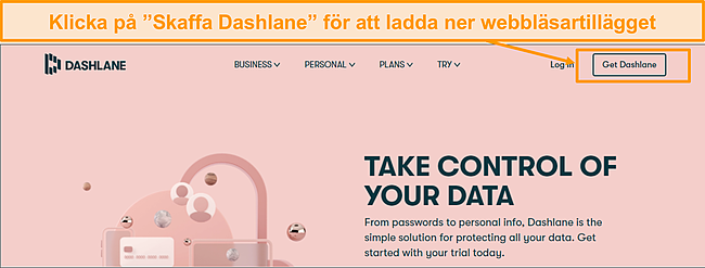 Skärmdump av nedladdningslänk för Dashlane.