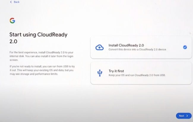 Chrome OS Flex CloudReady screenshot