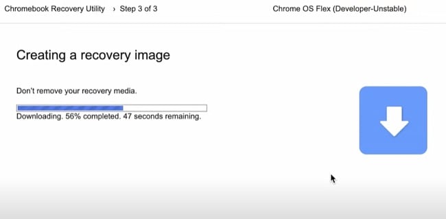 Chrome OS Flex create a recovery image screenshot