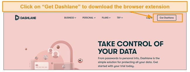 Screenshot of Dashlane download link