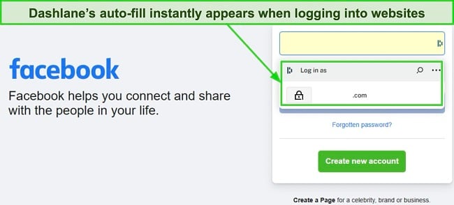 Screenshot showing Dashlane's auto-fill feature