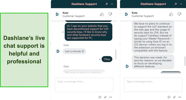 Dashlane’s live chat offers helpful answers to all questions