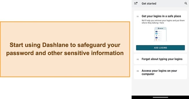 Screenshot showing Dashlane's welcome screen after account creation