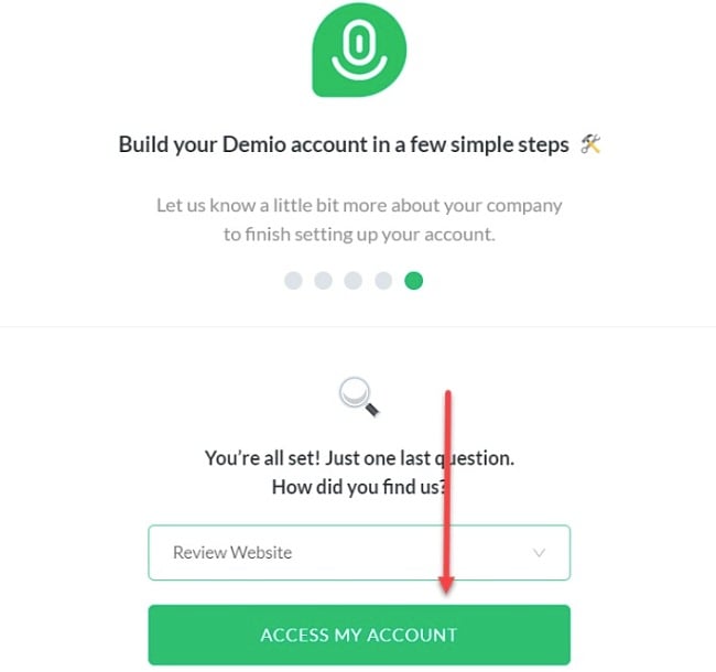 Demio registered account screenshot
