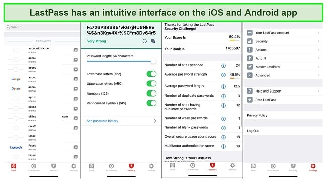 Screenshot of LastPass iOS app interface