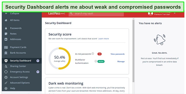 LastPass Security Dashboard