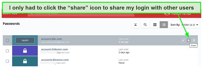 LastPass password sharing