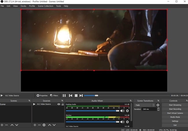 Ảnh chụp màn hình giao diện người dùng OBS Studio