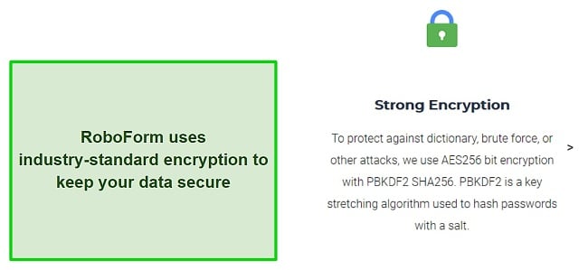 Screenshot of RoboForm's Encryption