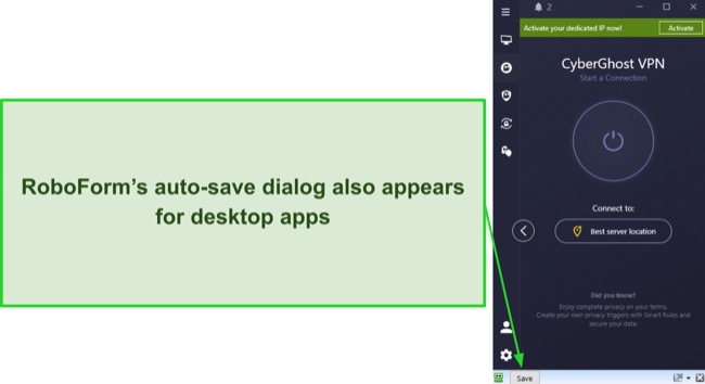 Screenshot of RoboForm's auto-save working on desktop applications