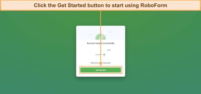 Screenshot showing how to start using RoboForm after making an account