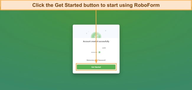 Screenshot showing how to start using RoboForm after making an account