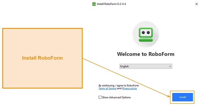 Screenshot of RoboForm's Windows installation