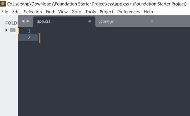 لقطة شاشة محرر نص فارغ Sublime Text