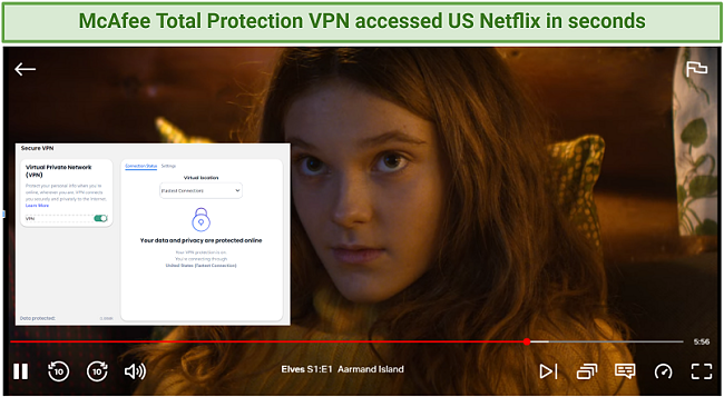 McAfee Total Protection VPN 차단되지 않은 Netflix (때로는)