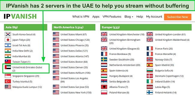 With 2 servers in the UAE, IPVanish can unblock and stream UAE sites quickly.