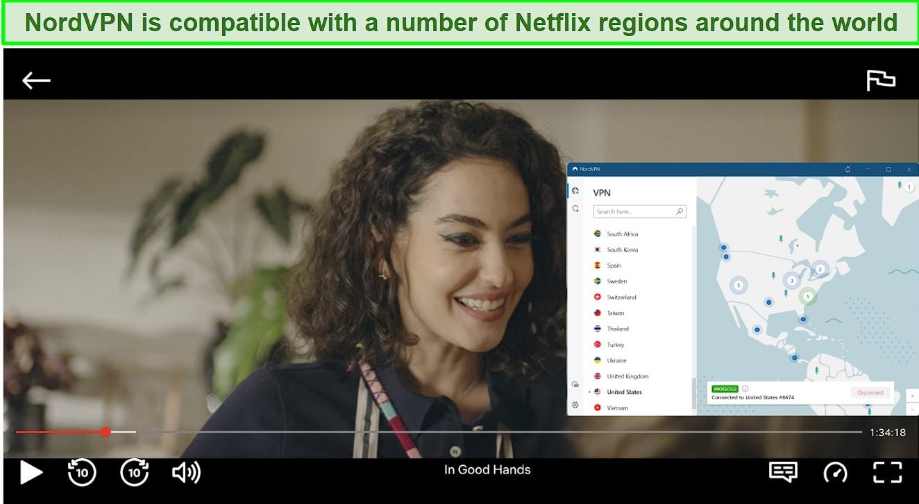 Screenshot of Shellfire VPN unblocking Netflix