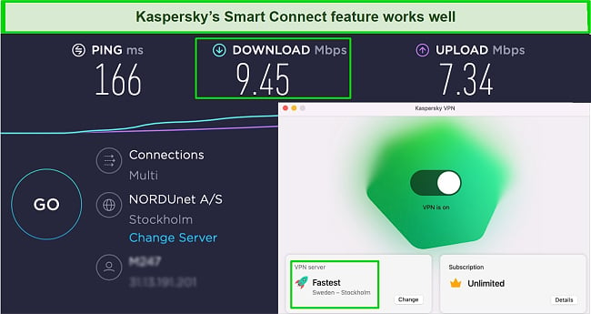 Screenshot of Kaspersky's Smart Connect feature