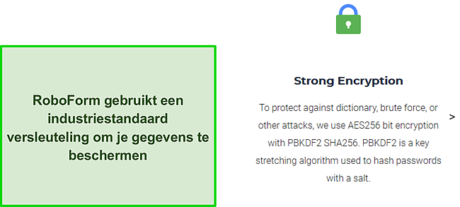 Screenshot van de versleuteling van RoboForm.
