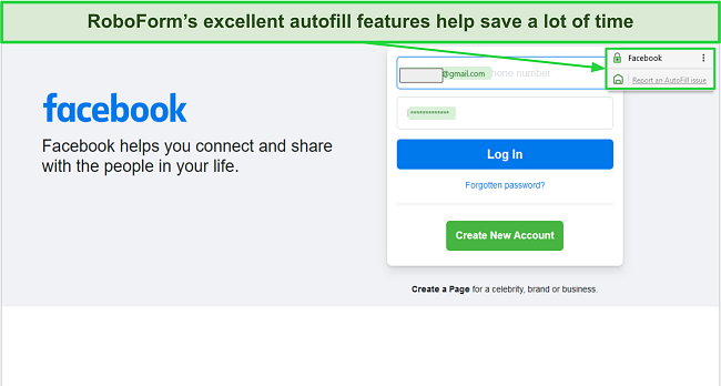 Screenshot of RoboForm's autofill feature at work