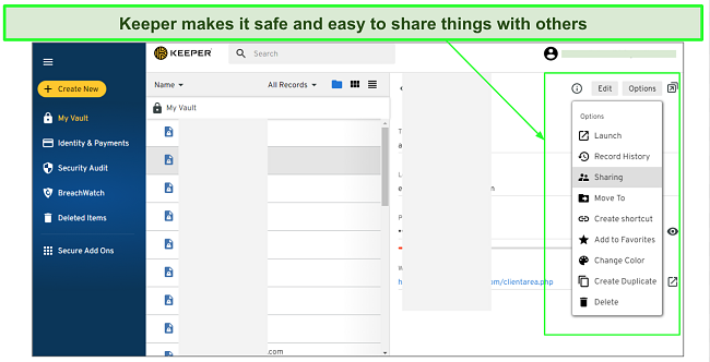 Using Keeper to share passwords with others