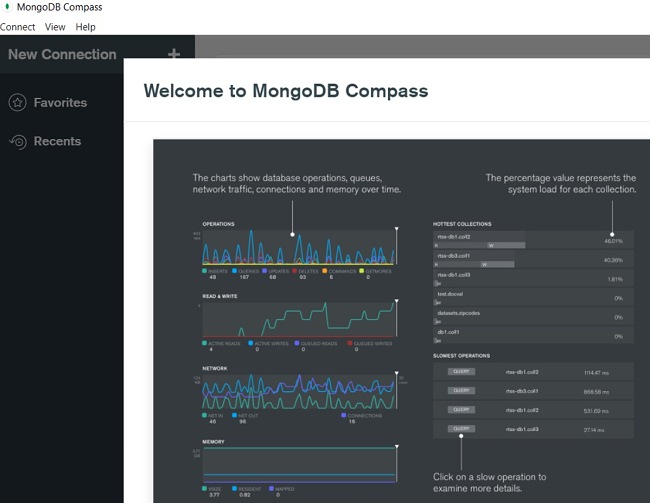 Tangkapan layar halaman selamat datang MongoDB