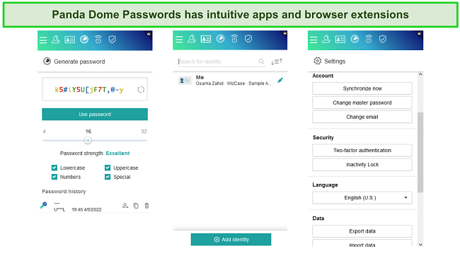 Panda Dome Passwords' intuitive apps and extensions